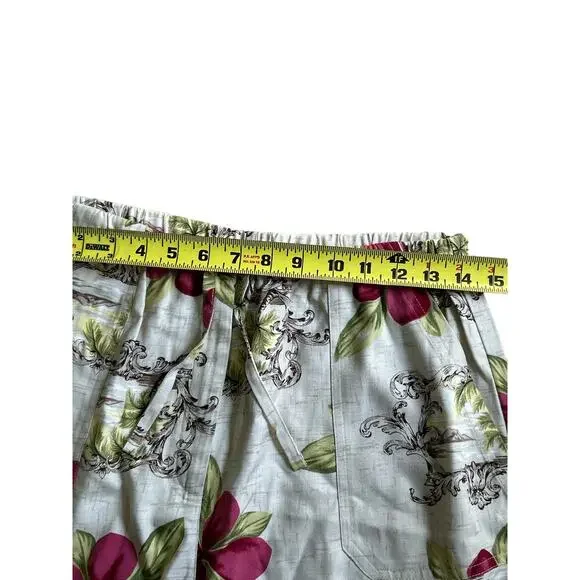 Marsh Landing 100% Rayon Ladies Floral Pants - Size M Medium - Super Cute - Picture 2 of 6